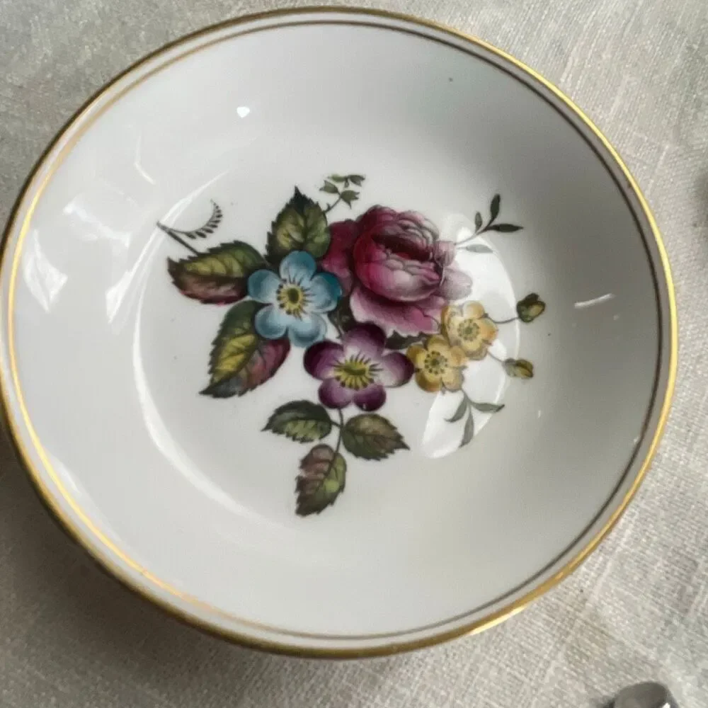 Set of 2 Royal Worcester hand-painted bone China coasters.